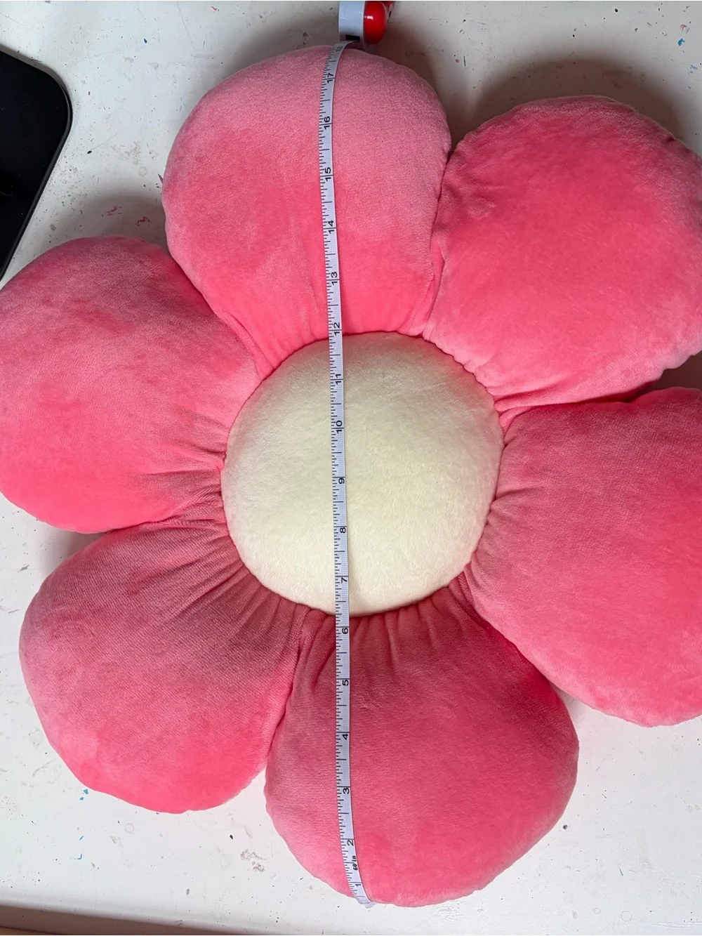 Plush Pink Flower Accent Pillow